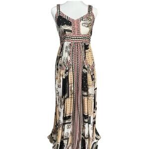 Matilda Jane Adventure Begins Pink Patchwork Paisley Boho Maxi Dress Size M